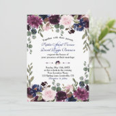 Invitation Charm Lavender Marine bleu Floral Floral Mariage (Debout devant)