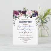 Invitation Charm Lavender Navy Blue Floral Engagement Party (Debout devant)