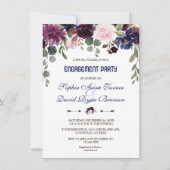 Invitation Charm Lavender Navy Blue Floral Engagement Party (Devant)