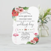 Invitation Charm Luau Flamant rose Tropical Floral Mariage (Debout devant)