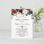 Invitation Charm Merlot Marine Blue Floral Fête des mariées (Debout devant)