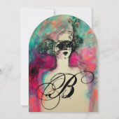 Invitation CHARM MONOGRAM , Fête de Mascarade pour les 16 ans (Devant)