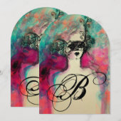 Invitation CHARM MONOGRAM , Fête de Mascarade pour les 16 ans (Devant / Derrière)