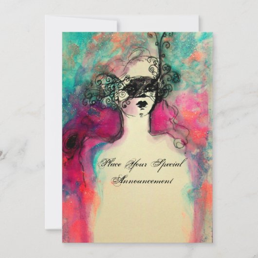 Invitation CHARM MONOGRAM , Fête de Mascarade pour les 16 ans (Devant)