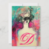 Invitation CHARM MONOGRAM , Fête de Mascarade pour Sweet 16 (Dos)