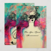 Invitation CHARM MONOGRAM , Fête Masquée pour les 16 ans (Devant / Derrière)