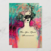 Invitation CHARM MONOGRAM , Fête Masquée pour les 16 ans (Devant / Derrière)