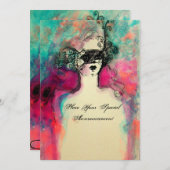 Invitation CHARM MONOGRAM , Fête Masquée Sweet 16 (Devant / Derrière)