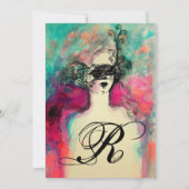 Invitation CHARM MONOGRAM , Sweet 16 Soirée de Mascarade (Dos)