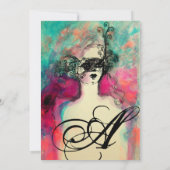 Invitation CHARM MONOGRAM , Sweet 16 Soirée de Mascarade (Dos)