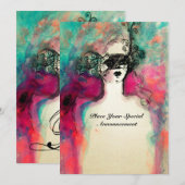 Invitation CHARM MONOGRAM , Sweet 16 Soirée de Mascarade (Devant / Derrière)