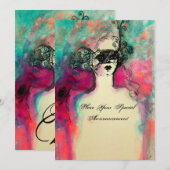 Invitation CHARM MONOGRAM , Sweet 16 Soirée de Mascarade (Devant / Derrière)