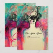 Invitation CHARM MONOGRAM , Sweet 16 Soirée de Mascarade (Devant / Derrière)