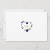 Invitation Charm Navy Blue Floral Gold Boy Photo Baptême (Dos)