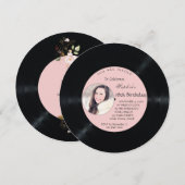 Invitation Charm Retro Vinyl Record Photo Anniversaire (Devant / Derrière)