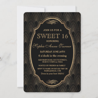Invitation Charm Roaring 20s Great Gatsby Art Déco Sweet 16