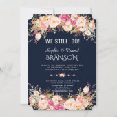 Invitation Charm rose Blush Floral Bleu foncé NOUS LE FAISONS (Devant)