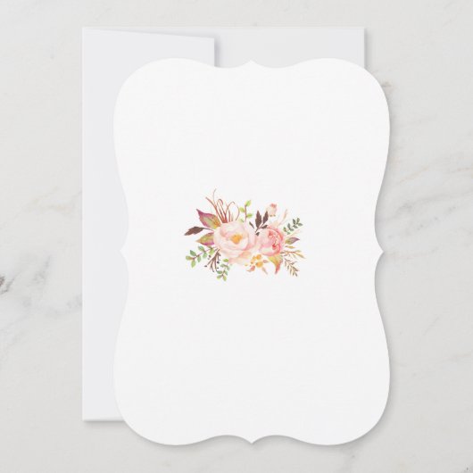 Invitation Charm rose Fleurs blanches Mariage de cadre or (Dos)