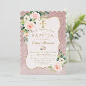 Invitation Charm rose Fleurs blanches Rose Parties scintillan (Debout devant)