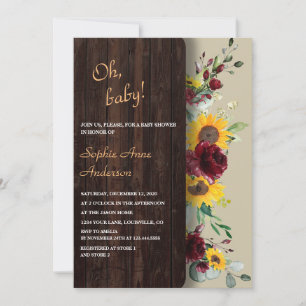 Invitation Charm Royal Bourgogne Sunflowers Bridal Tea Party