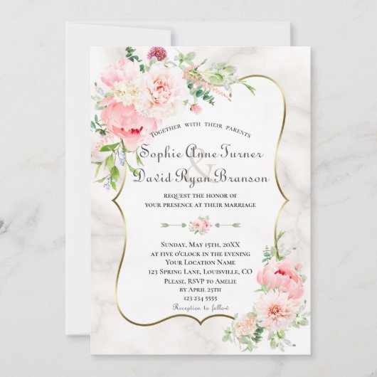 Invitation Charm Spring Jardin Fleurs Mariage en fleurs (Devant)