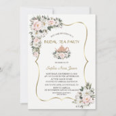 Invitation Charm White Blush Flowers Gold Bridal Tea Party (Devant)
