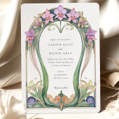 Invitation Charmant Art Nouveau Orchidées Floral Mariage