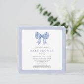 Invitation Charmant Baby shower Bow Bow Bow Couples Blue Ribb (Debout devant)