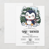 Invitation Charmant Baby shower de pingouin coloré (Devant / Derrière)