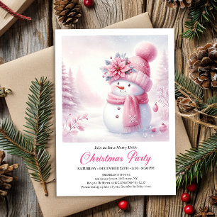 Invitation Charmant Bonhomme de Neige Rose Enfants Noël Edita