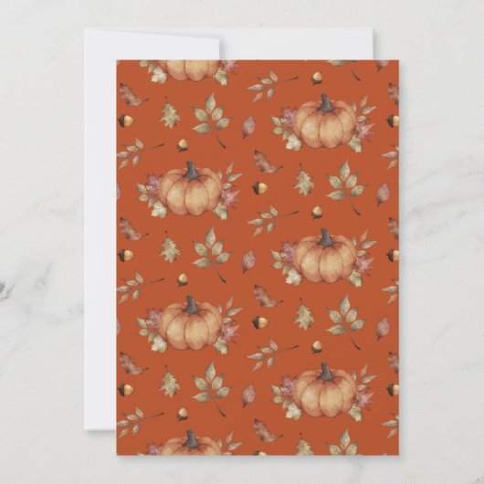 Invitation Charmant Dîner d'automne Citrouille Thanksgiving (Dos)