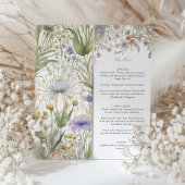 Invitation Charmant Fleur sauvage Mariage Menu Délicat Pastel
