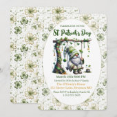 Invitation Charmant Gnome et Trèfles de la Saint-Patrick (Devant / Derrière)