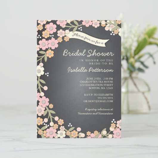 Invitation Charmant jardin fleuri Fête de l'mariée en couronn (Debout devant)