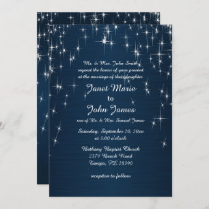 Invitation Charmant Mariage de Star Struck Navy Blue