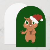 Invitation charmant noël capybara santa claus (Devant / Derrière)