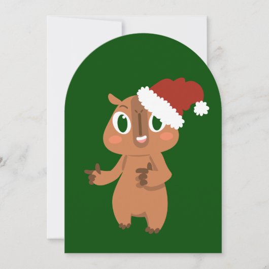 Invitation charmant noël capybara santa claus (Devant)