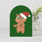Invitation charmant noël capybara santa claus (Debout devant)