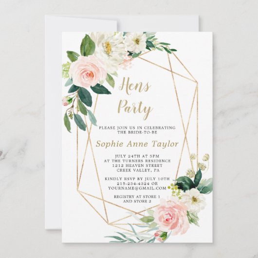 Invitation Charmant rose Floral Rose Gold Bachelorette Week-e (Devant)