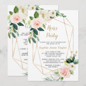 Invitation Charmant rose Floral Rose Gold Bachelorette Week-e (Devant / Derrière)