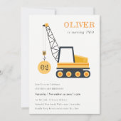 Invitation Charmant véhicule de grue de construction n'import (Devant)