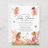 Invitation Charmante Baby shower de bois des Fées roses (Devant)