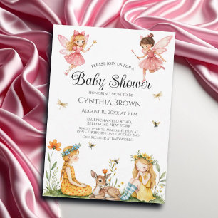 Invitation Charmante Baby shower des animaux de bois des fées