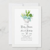 Invitation Charmante Baby Shower Tasse de Thé Plante Grasse (Devant)
