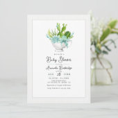 Invitation Charmante Baby Shower Tasse de Thé Plante Grasse (Debout devant)