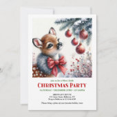 Invitation charmante de Noël avec un bébé cerf dan (Devant)
