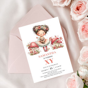 Invitation Charmante Fée 1er Anniversaire Floral R