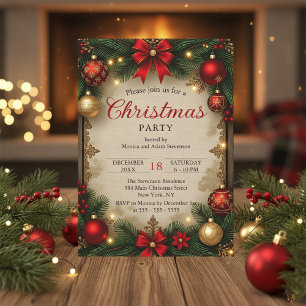 Invitation Charmante fête de Noël rustique Vintage