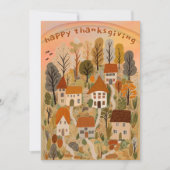 Invitation Charmante fête de Thanksgiving Village d'automne (Devant)