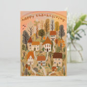 Invitation Charmante fête de Thanksgiving Village d'automne (Debout devant)